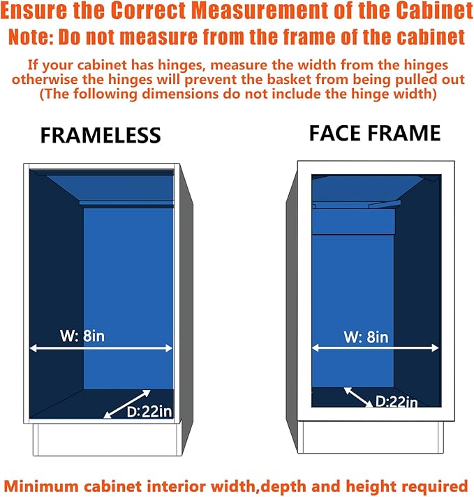 ROOMTEC Pull Out Cabinet Organizer, Cabinet Pull Out Shelves 7½" W x 21½" D, Heavy Duty Cabinet Drawers Slide Out Kitchen Cabinet Organizers Storage Shelf