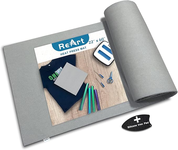 ReArt Ironing Board Cover Table Mat Heat Pressing Mat Pad 22" x 60" - Appliable for Heat Pressing Machine and HTV and Iron On Projects