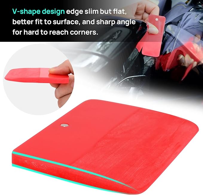 NEWISHTOOL 5 in 1 Magnet PPF Squeegee Kit with Packing Box, Different Sizes 80 Durometer Red TPU Rubber Magnetic Squeegee, Anti-Scratch Design PPF for Car Automotive Glass Window Tinting
