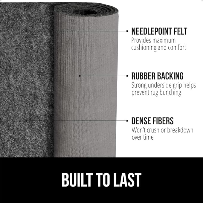 GORILLA GRIP Felt and Natural Rubber Stay in Place Slip Resistant Rug Pad, 1/4in Thick, 8x10 FT Protective Padding Under Area Rugs, Cushioned Gripper Pads, Carpet Runners, Hardwood Floors Protection