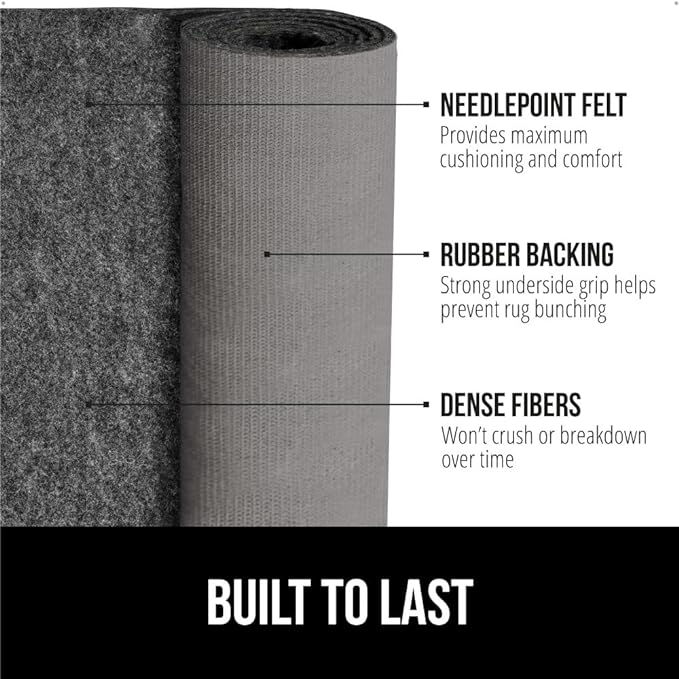 GORILLA GRIP Felt and Natural Rubber Stay in Place Slip Resistant Rug Pad, 1/8in Thick, 2x4 FT Protective Padding Under Area Rugs, Cushioned Gripper Pads, Carpet Runners, Hardwood Floors Protection