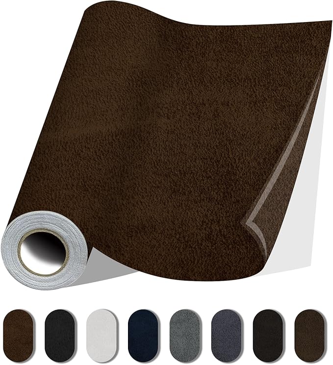 Fabric Repair Patches, 17X79 Inch Self-Adhesive Suede Patches Tape Durable, DIY Large Fabric Repair for Sofa, Couches, Furniture, Chair, Clothing （17X79 Inch, Brown）