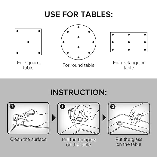 X-Protector Glass Table Top Bumpers - 20 PCS 1.2"- Non-Adhesive Glass Table Top Anti Slip Pads - Clear Rubber Glass Table Top Grippers - Glass Table Protector to Keep Glass Table Top from Sliding!