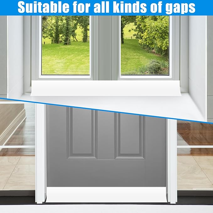 Draft Seal Tape for Doors and Windows 2 in x 20 Ft Silicone Weather Stripping Extra Thick 2mm Door Seal Strip with Strong Adhesive Draft Insulation Stopper Side Seal - White