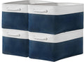 TcaFmac Organization and Storage Basket for Gifts Empty - 16x12x8 inch Large 4 Pack Collapsible Storage Box for Organizing, Fabric Storage Cubes for Cloth Toy Books Shelves(White & Jean Blue)