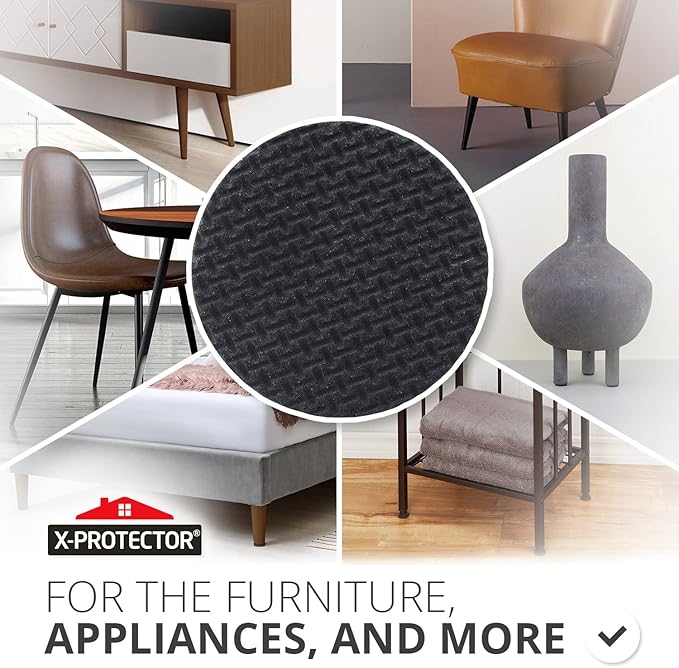 Non Slip Furniture Pads 16 pcs 1" X-Protector - Premium Furniture Grippers! Self-Adhesive Rubber Feet Furniture Feet - Ideal Non Skid Furniture Pad Floor Protectors - Keep Furniture in Place!