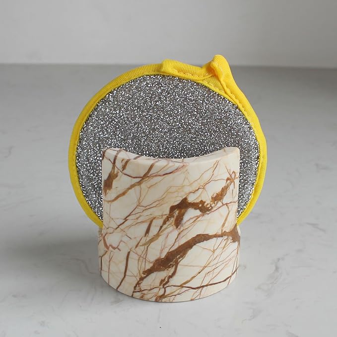Natural Pink Marble Sponge Holder for Kitchen Counter, Drying Rack, Sponge Caddy for Sink Organizer