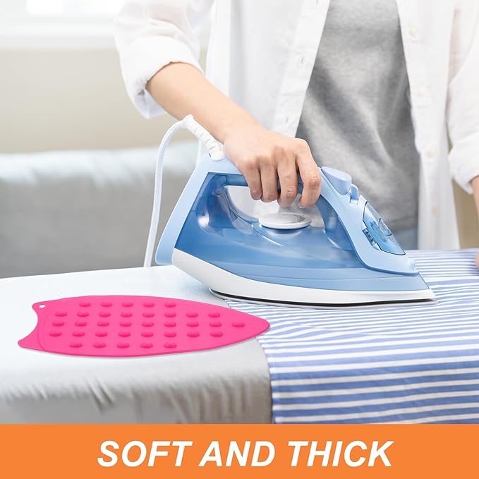 PATIKIL Silicone Iron Rest Pad, 2 Pcs Multipurpose Hot Heat Resistant Iron Rest Plate Protective Pad for Ironing Board Hot Resistant Steamer Steam Compact Mat, Rose Red