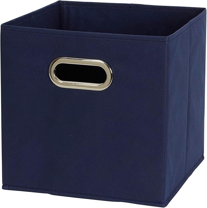 Household Essentials 81-1 Foldable Fabric Storage Bins | Set of 6 Cubby Cubes with Handles | Navy Blue, 6 lbs (Pack of 6)