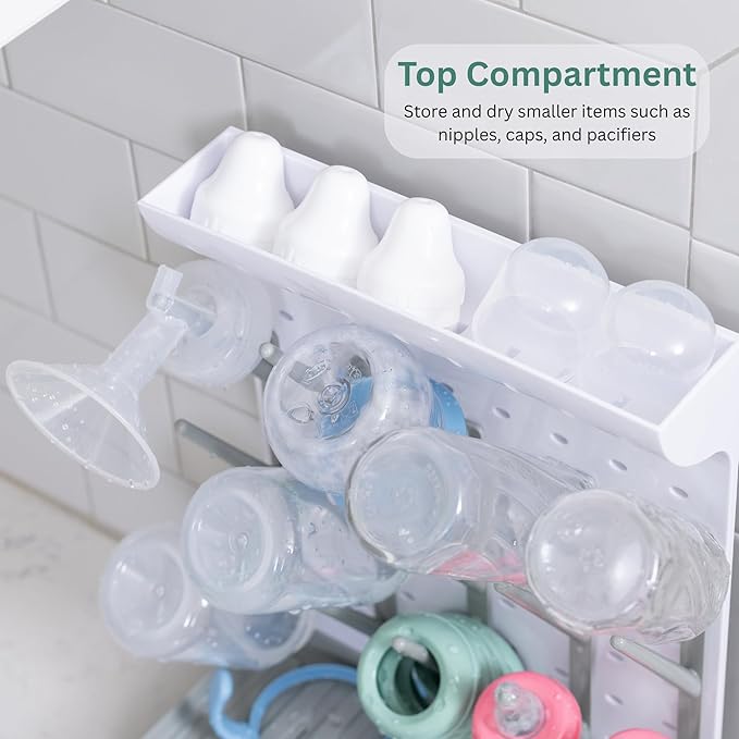 Baby Bottle Drying Rack – Large Vertical Bottle Dryer for 15 Bottles, Space-Saving Countertop Rack for Baby Bottles & Accessories, Compact Holder for Newborn Essentials