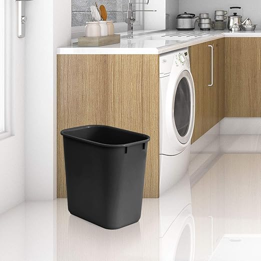 Acrimet Wastebasket, Deskside Bin, 6.75 Gallon/ 27 Quart/ 24 Liter (Plastic) (Black Color) (Set of 4)