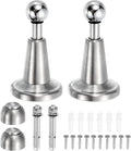 uxcell 2Pcs Magnetic Door Stopper, 304 Stainless Steel Magnetic Door Stop Catch, Soft-Catch Brushed Nickel Hold Door Open Wall Mount for Bottom of Door, Silver
