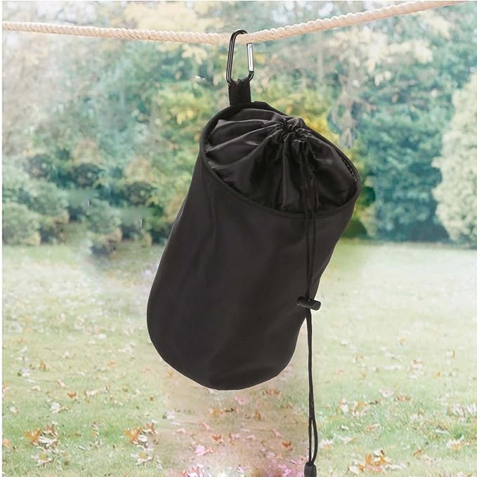 Clothespin Bag Hanging Clothesline Peg Organizer Storage Bags,Dust-proof (black)
