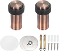 PATIKIL 2Set Round Door Stoppers, 80mm Stainless Steel Door Stop Doorstop Wedge Metal Cylinder Self Adhesive with Screw for Bottom of Door Floor Inside, Copper Tone