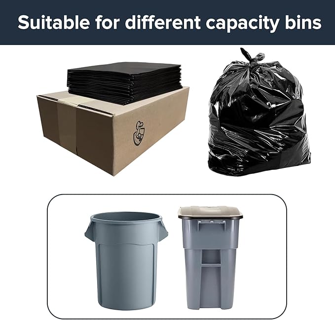 ToughBag 55-60 Gallon Heavy Duty Trash Bags - Contractor Grade, 3 Mil, 40 * 58, Tear Resistant, Gusseted Design for Industrial & Yard Waste(100 packs)