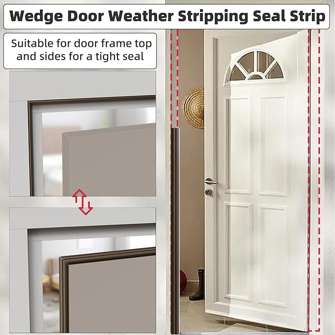 3 Pack*16.4 Ft Weather Stripping Seal Strip for Doors,Soundproofing Window Insulation Draft Stopper for Winter, Selfadhesive Foam Weather Strip for Door Frame,Door Gap Filler Noise Blocker(Brown)