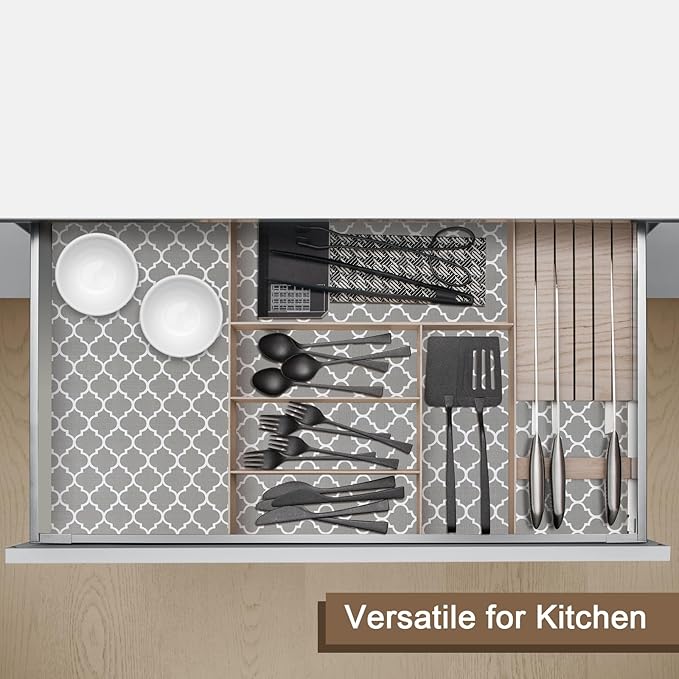 OcePor Non-Adhesive Drawer and Shelf Liner 12IN x 30FT，Non Slip Cabinet and Cupboard Liner, Kitchen Cabinet Liners for Shelves, Waterproof Drawer Shelf Liners for Cabinets/Bathroom Cupboard
