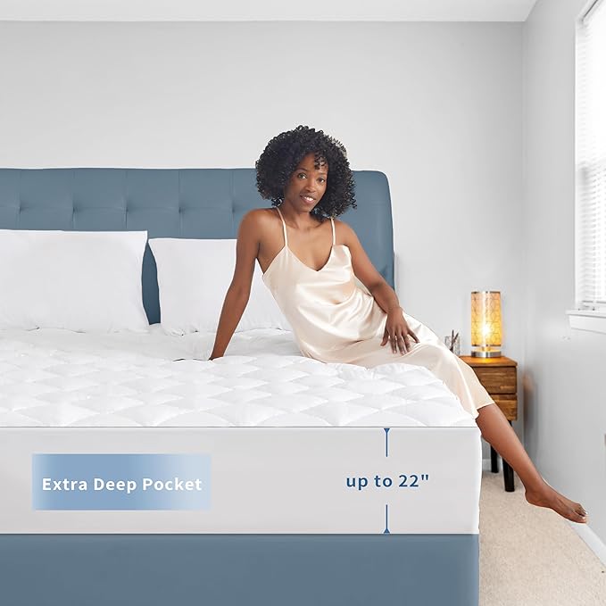 Sunflower Quilted California King Mattress Protector, Mattress Pad Cal King, Cotton Calking Mattress Cover Waterproof, 18-22" Extra Deep Pocket Thin Version, Hypoallergenic Soft Durable