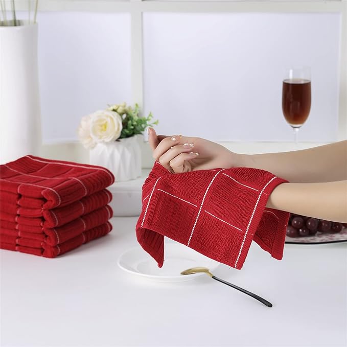 Glynniss Kitchen Towels and Dishcloths Set, Four Kitchen Dish Towels 16x26 Inches, Four Absorbent Dish Cloths for Washing Dishes 12x12 Inches, Cleaning and Drying for Everyday Use Pack of 8 (Rust)