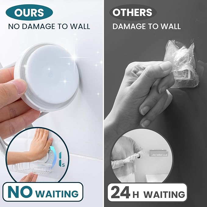 TAILI Soap Holder Bar Dish Suction Cup, Bar Shampoo Rack for Shower Wall, Draining Soap Saver Tray for Bathroom, Rustproof Stainless Steel Sponge Holder for Tub, Kitchen, Drill-Free, White