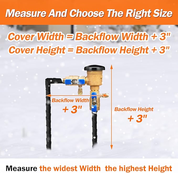 TOHONFOO Backflow Preventer Pipe Insulation Cover (5°F) - Irrigation Sprinkler Valve Insulated Pouch - Water Well Pump Cover - Sturdy 5 Layers for Winter Freeze Protection, 34" W x 24" H, Black