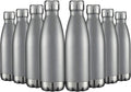 HASLE OUTFITTERS 17oz Stainless Steel Water Bottles Bulk, Vacuum Insulated Water Bottles Double Walled Reusable Metal Sports Water Bottles Keep Drinks Hot and Cold, Gray, 8Packs