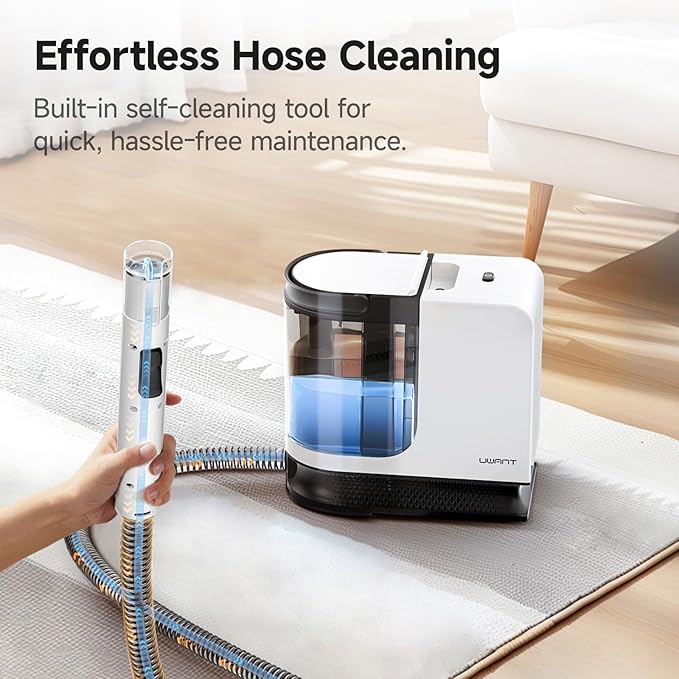 uwant Portable Carpet Cleaner with Steam& Hot Water System 18Kpa Powerful Suction Carpet Cleaner with 4 Cleaning Tools& Solution 2 in 1 Upholstery Cleaner Steam Cleaner for Pets, Car (Small 18Kpa)