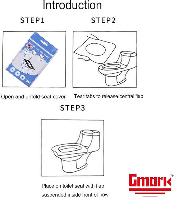 Gmark Portable Paper Toilet Seat Covers Travel Packs (100 PCS) XL size Thick Strength Strong 100% Virgin Paper Disposable Flushable Biodegradable Camping Airplane Travel Potty Training GM2002A
