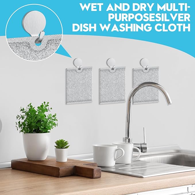 Steel Wool Scrubber, Wire Dishwashing Rags, 10 Pcs Multipurpose Wire Dishcloth, Wet & Dry for Cookware, Sinks, Dishes, Stoves & Fireplaces 5.9“ x 3.9”