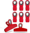 COOK WITH COLOR Bag Clips - Heavy Duty Chip Clip and Refrigerator Magnet Clips for Food Storage with Air Tight Seal Grip, Red, Pack of 8