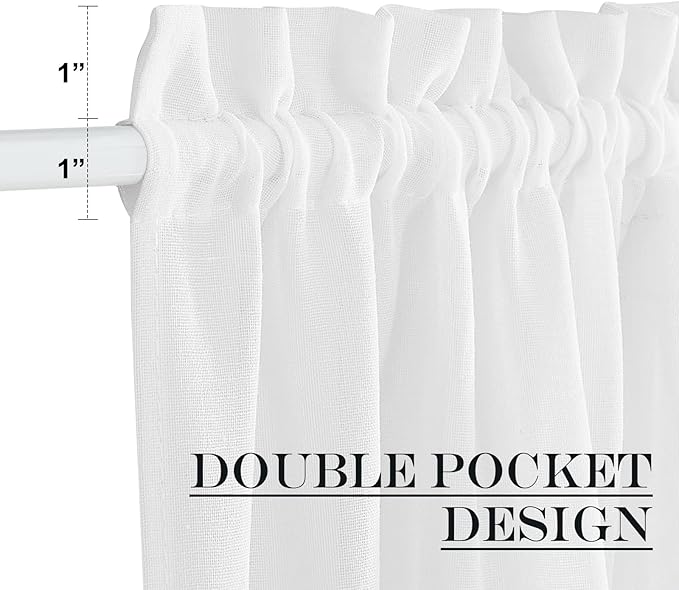 NICETOWN Sheer Door Curtain, Side Curtains for Small Window, Front French Door Window Covring, Rod Pocket Sidelight Curtains with Tieback, 1 Panel, White, 26W X 40L