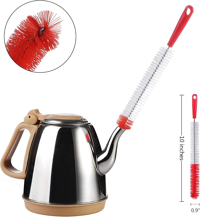 ALINK 5-Pack Red Bottle Brush Cleaner Set - Long Large Cleaing Brush for Narrow Neck Wine/Beer Bottles/ Flask/ Thermos/ Hummingbird Feeder/ Sport Well, Spout/Lid Brush, Straw Brush