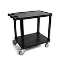 Pearington 2-Tier Compact Multi-Purpose Plastic Utility Cart with Lockable Wheels up to 150lbs, Black