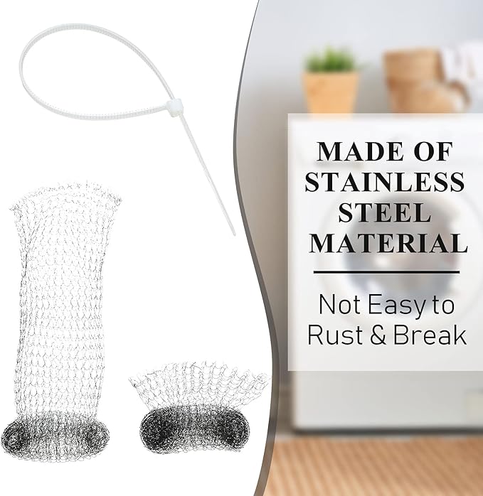 60 Pieces Washing Machine Lint Traps with 60 Cable Ties, Rust-Proof Stainless Steel Lint Traps Laundry Mesh Hose Filter Screen Catcher for Washing Machine Discharge Hoses