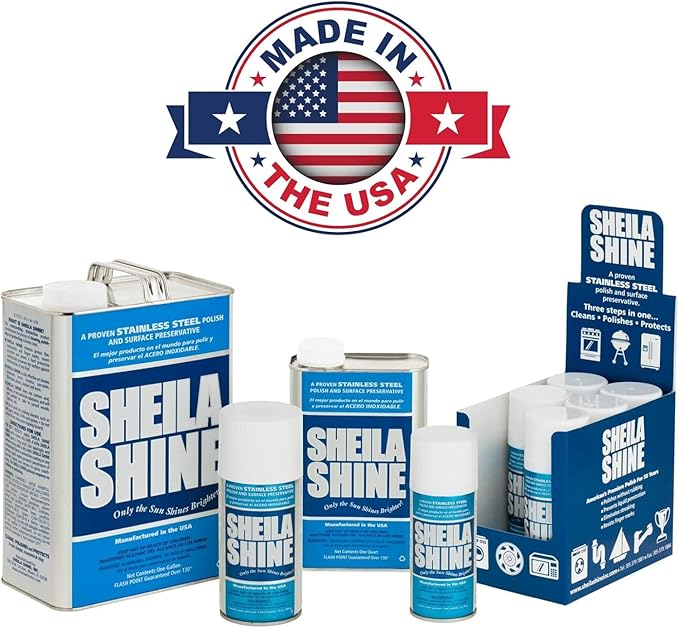 Sheila Shine 32 Oz. Stainless Steel Cleaner and Polish Trigger Spray, Protect Household Kitchen Surface, Removes Grease, Fingerprint, Watermark, Polish & Leaves a Streak Free Shine for Home Appliances