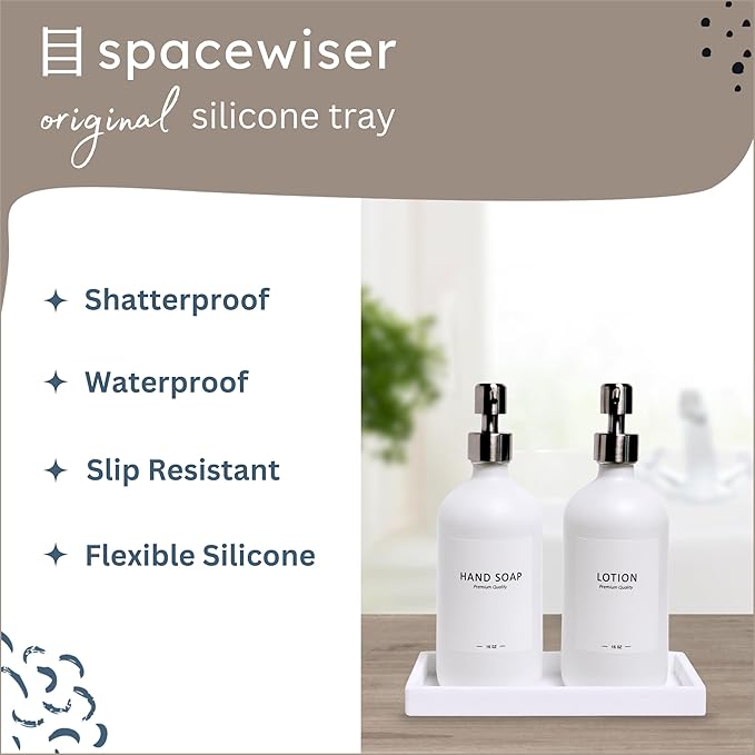 Countertop and Vanity Tray - 2 PC Small 7.7" Silicone Bathroom Trays, Kitchen Soap Tray, Dish Sponge Soap Holder Kitchen Sink Organizer Caddy, Bathroom Counter Trays for Lotion Dispenser