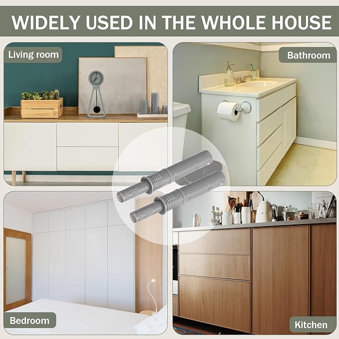 Lounsweer 50 Pack Magnetic Push Latches for Cabinet Door 2.87 Inches Short Push to Open Cabinet Hardware Pop up Lock Magnetic Latch for Closet Cupboard Wine Rack Dresser Drawer Sliding Door(Grey)