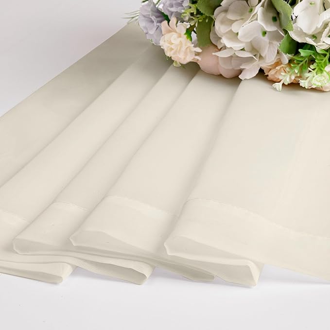 Chyhomenyc Cream Sheer Curtains 63 Inches Long 2 Panels Set- Light Filtering Curtains for Bedroom, Soft Airy Voile Rod Pocket Living Room Window Drapes, 42Wx63L Inches, 2 PCS