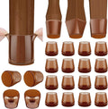BALEINE 16 Pack Silicone Chair Leg Floor Protectors, Stool Leg Protectors Cap, Non-Slip Chair Leg Caps for Hardwood Floors (Brown, X-Large, 16 Pack)