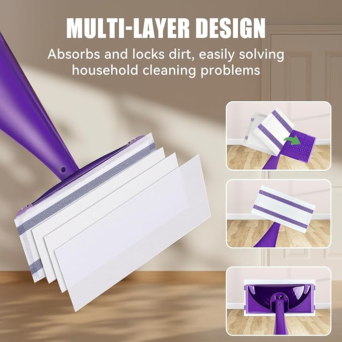 80 Pack Disposable Mop Pad Refills for Swiffer Wet Jet Spray Mop，Dry&Wet Mopping Pad Compatible with Swiffer Wet Jet and Any Model of Velcro Mop，Multi Surface WetJet Pad for Floor Cleaning