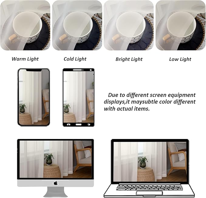 Chyhomenyc Ivory Sheer Curtains 84 Inches Long 2 Panels, Light Filtering Ivory Curtains for Living Room, Soft Gentle Voile Rod Pocket Bedroom Window Drapes, 59Wx84L Inch, 2PCS
