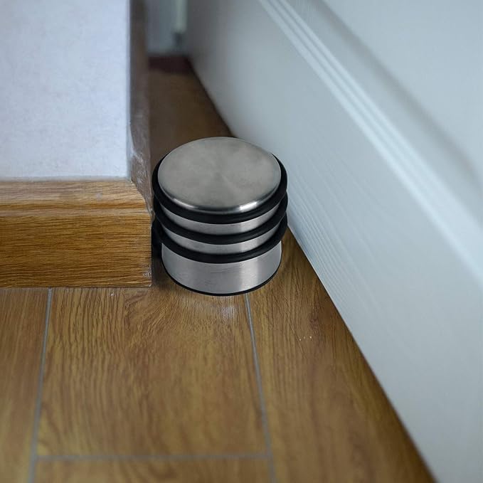 KINJOEK 3 PCS Heavy Weight Door Stopper, No DrillStainless Steel Door Stop with Protective Rubber Bands Door Wedge for Office, Home, Garage, Laundry Door
