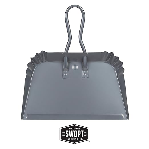 SWOPT Angled Broom Head + Push Broom Head + 17” Steel Dustpan – Multi-Surface Cleaning Kit Interchangeable with All SWOPT Cleaning Products for More Efficient Cleaning and Storage