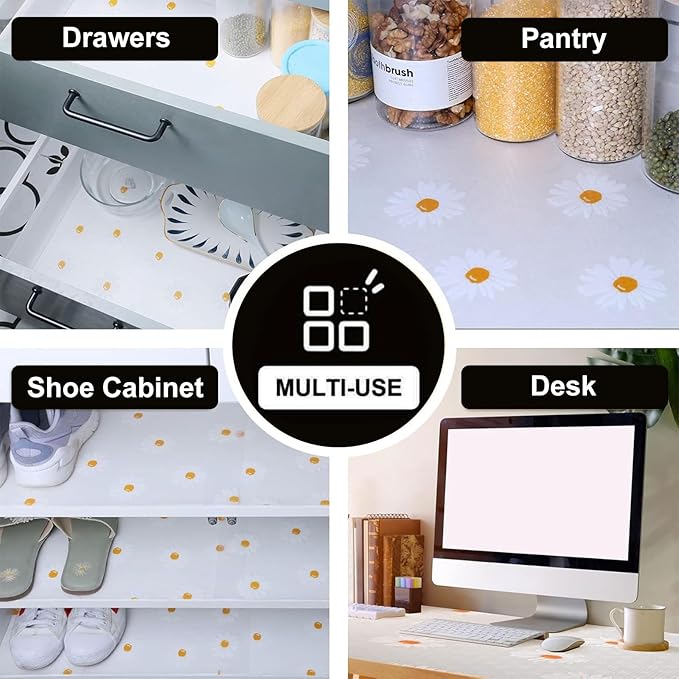 INNOLITES Shelf Liners for Kitchen Cabinets, Non Adhesive Drawer Cabinet Liner, Waterproof Oil-Proof Non-Slip Shelf Liner for Kitchen Pantry Refrigerator 11.8" x 236"