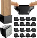 Square Chair Leg Protectors for Hardwood Floors,16 Pcs Silicone Felt Furniture Legs Caps to Prevent Floor from Scratches and Reduce Noise, Easy to Move, (Black, Fit: 0.866-1.14").