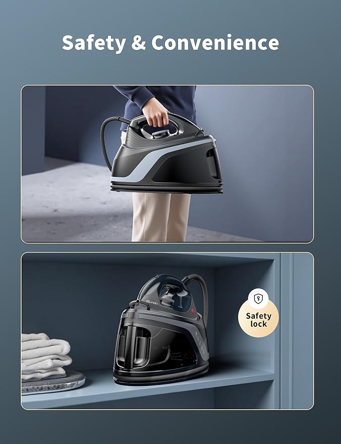 Sundu Iron Steamer for Clothes,1600W Steam Station Professional Steam Iron For Clothes with 44 oz Tank, 400 microsteam holes, Built-In Pump, Ceramic baseplate,Iron Lock For Easy Carry