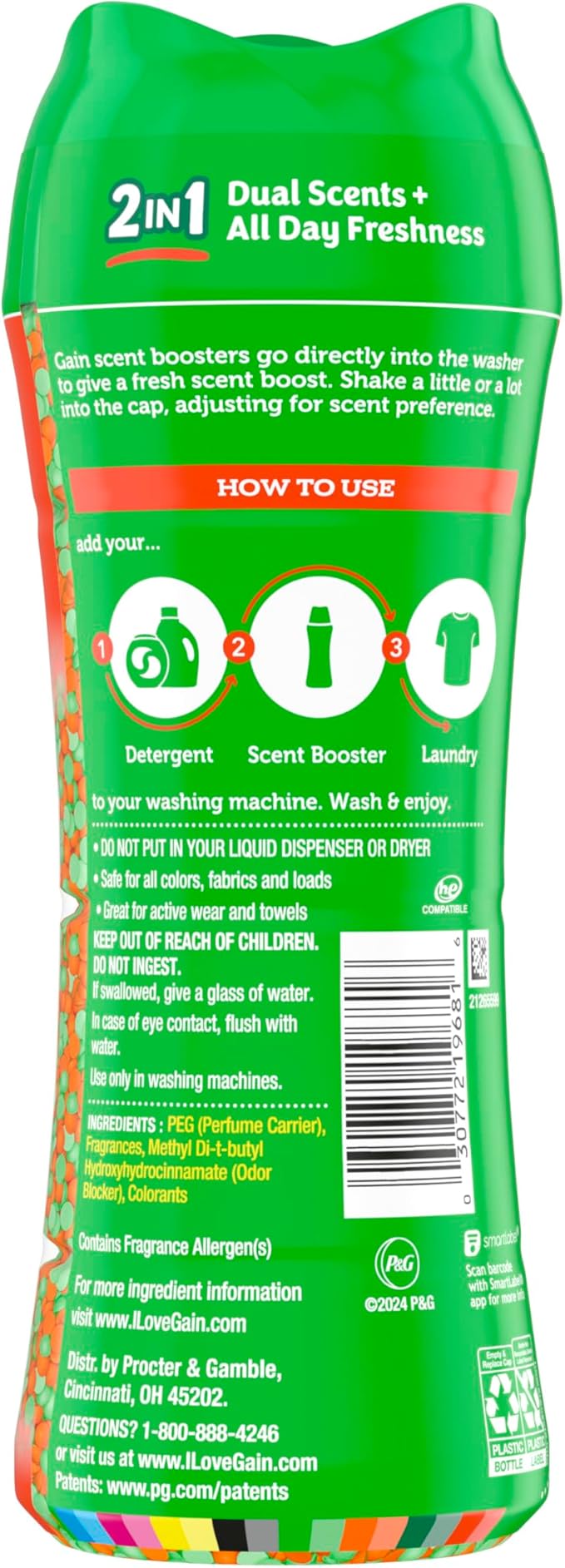 Gain Tango 2-in-1 Laundry Scent Booster Beads, Apple and Mango Scent, 10.7 OZ, Laundry Beads with Dual Scents Plus All Day Freshness