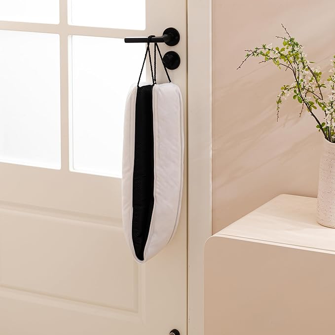 Sunolga 38" Door Draft Stopper Blocks Hot and Cold Air with Removable Washable Cover for Gaps Up to 3", All-Season Seal for Noise, Door Sweep for Bottom of Door and Window, Home Essentials, White