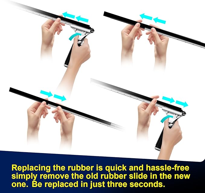41-Inch High Elasticity Replacement Silicone Squeegee Strips, for Windows Glass Shower Door Cleaning, Durable and Easy to Install