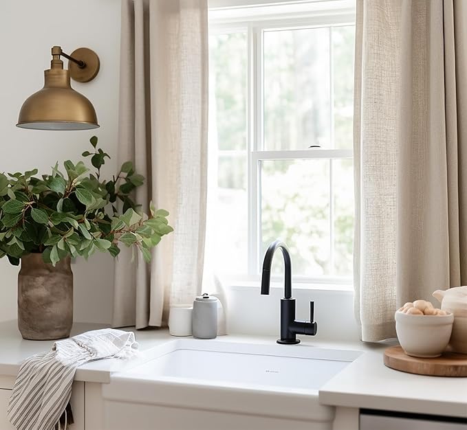 YoungsTex Natural Linen Curtains 45 Inch Length for Kitchen Bathroom Window, Burlap Semi Sheer Drapes with Rod Pocket Back Tab Light Filtering for Cafe Bedroom Counrty, 52 X 45 Inch, 2 Panels